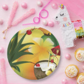Assiettes En Carton Cocotier Tiki Bar Luau Plaque de papier tropicale (Fête)