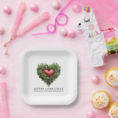 Assiettes En Carton Coeur À feuillage persistant festif (Fête)