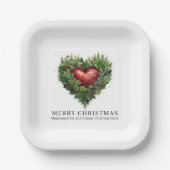 Assiettes En Carton Coeur À feuillage persistant festif (Recto)