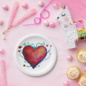 Assiettes En Carton Coeur Art Love Plaques de papier personnalisées 7" (Fête)