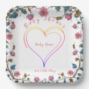 Assiettes En Carton Coeur baby shower