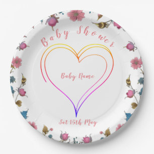 Assiettes En Carton Coeur baby shower
