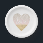 Assiettes En Carton Coeur d'amour rose et rouge-or<br><div class="desc">Coeur d'amour rose et rouge-or</div>