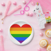 ASSIETTES EN CARTON COEUR D'ARC-EN-CIEL " (Fête)