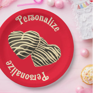 Assiettes En Carton Cœur de bonbon au chocolat rouge mignon amour