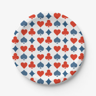 Assiettes En Carton Cœur de carreau trèfle pique Carte à jouer rouge e