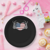 Assiettes En Carton Coeur de drapeau américain (Fête)