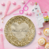 Assiettes En Carton Coeur de la Parties scintillant d'or personnalisée (Fête)