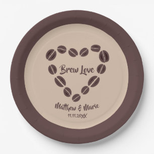 Assiettes En Carton Coeur de l'herbe de café d'amour du pain