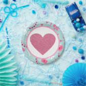 Assiettes En Carton Coeur de Parties scintillant bleu rose Valentines (Fête)