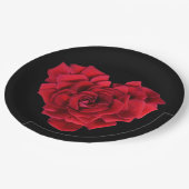 Assiettes En Carton Coeur de rose rouge (Angle)