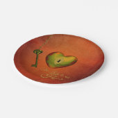 Assiettes En Carton Coeur d'or avec clé (Angle)