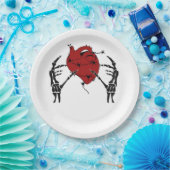 Assiettes En Carton Coeur Et Mains - Squelette Mains Coeur (Fête)