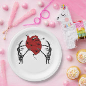 Assiettes En Carton Coeur Et Mains - Squelette Mains Coeur (Fête)