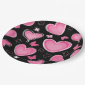 Assiettes En Carton Coeur et papillons roses dramatiques (Angle)