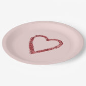 Assiettes En Carton Coeur étincelant de Parties scintillant rouge (Angle)