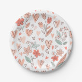 Assiettes En Carton Coeur floral (Devant)