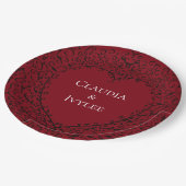 Assiettes En Carton Coeur gothique rouge et noir Mariage élégant (Angle)