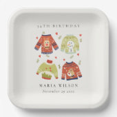 Assiettes En Carton Coeur hivernal mignon Doux moche N'importe quel âg (Recto)