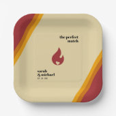 Assiettes En Carton Coeur Incendie Rétro Écarté Le Mariage Parfait (Recto)