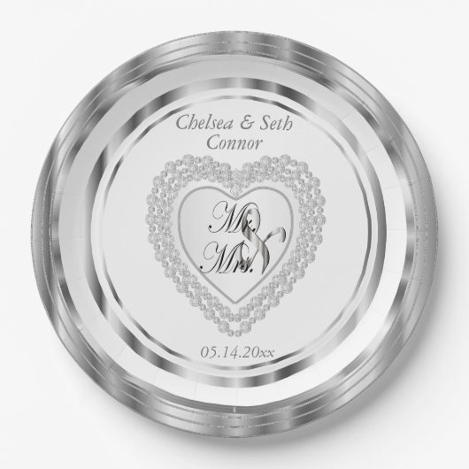 Assiettes En Carton Coeur Mariage de mariée et de chambre (Devant)