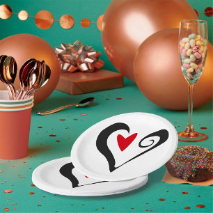 Assiettes En Carton Coeur Noir Et Rouge