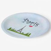 Assiettes En Carton Coeur Paris avec la Tour Eiffel (Angle)