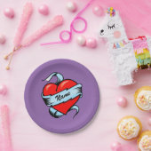 Assiettes En Carton Coeur personnalisé de tatouage (Fête)