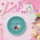 Assiettes En Carton Coeur photo Turquoise 11e anniversaire Mariage (Fête)