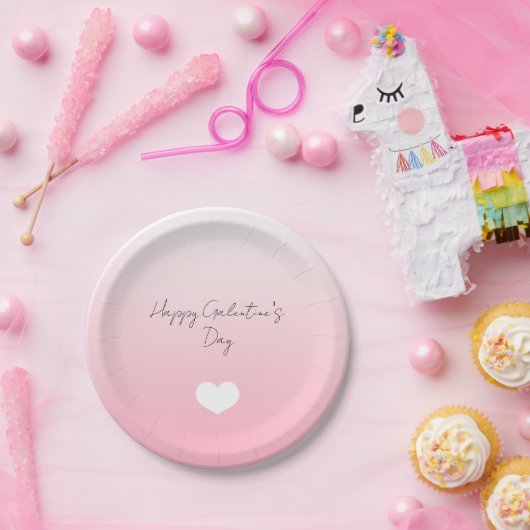 Assiettes En Carton Coeur rose blanc Joyeux Galentine's Day Custom (Fête)