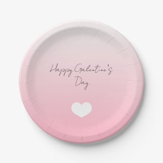 Assiettes En Carton Coeur rose blanc Joyeux Galentine's Day Custom (Devant)