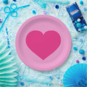 Assiettes En Carton Coeur rose chaud (Fête)