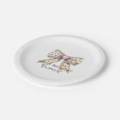 Assiettes En Carton Coeur rose léopard fille Bow Anniversaire (Angle)