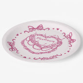 Assiettes En Carton Coeur rose rétro Coquette gâteau cerisier Personna (Angle)