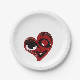 Assiettes En Carton Coeur rouge Abstrait
