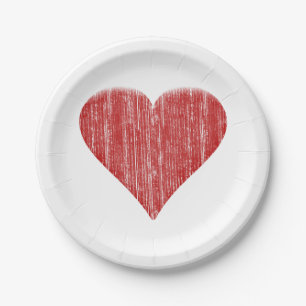 Assiettes En Carton Coeur rouge affligé