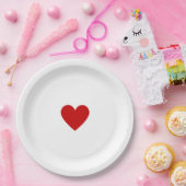 Assiettes En Carton Cœur Rouge Simple (Fête)