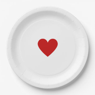Assiettes En Carton Cœur Rouge Simple Moderne