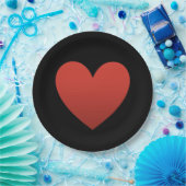 Assiettes En Carton Coeur rouge sur noir (Fête)