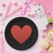 Assiettes En Carton Coeur rouge sur noir (Fête)