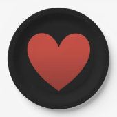 Assiettes En Carton Coeur rouge sur noir (Devant)