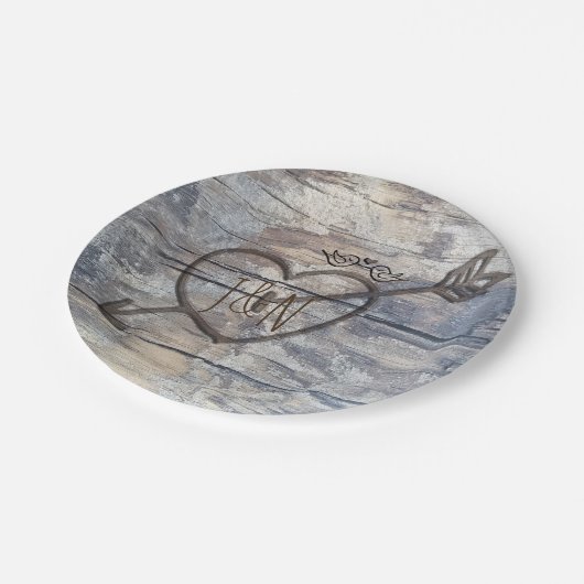 Assiettes En Carton Coeur sculpté en bois Inséparables Réception de ma (Angle)