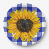 Assiettes En Carton Coeur Tournesol Ladybug sur Buffalo Plaid (Devant)