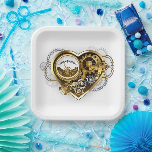 Assiettes En Carton Coeur vapeur avec un manomètre (Fête)