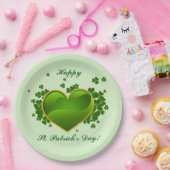 Assiettes En Carton Coeur vert doré avec Shamrock (Fête)