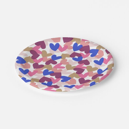 Assiettes En Carton Coeurs (Angle)
