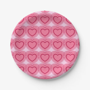 Assiettes En Carton Coeurs Abstraits modernes - Azalea rose