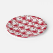 Assiettes En Carton Coeurs Abstraits modernes - Rouge et Blanc (Angle)