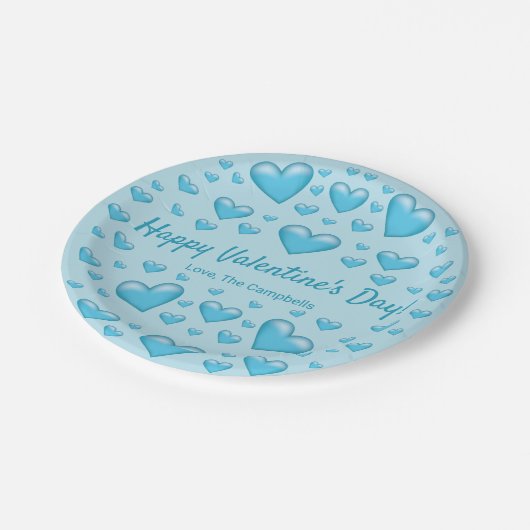 Assiettes En Carton Coeurs bleus Heureuse Sainte-Valentin et texte per (Angle)