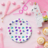 Assiettes En Carton Coeurs colorés mignons (Fête)